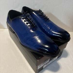 Bolano Faux Eel Print Lace Up Mens Sz 11 Formal Oxford Dress Shoes Royal Blue
